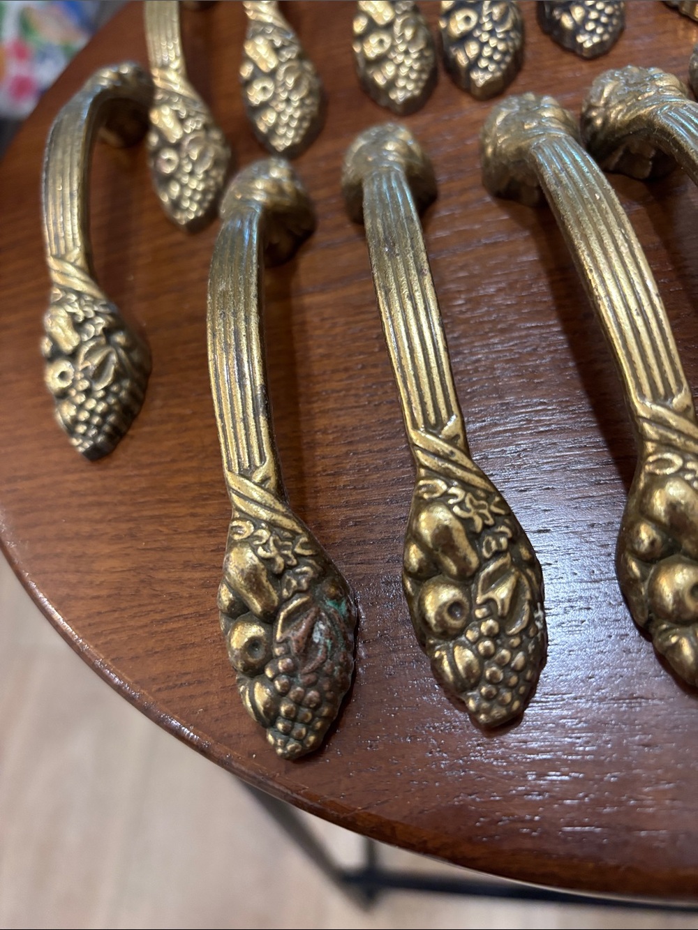 15 Antique Style Ornate Brass Cabinet Pulls - Set